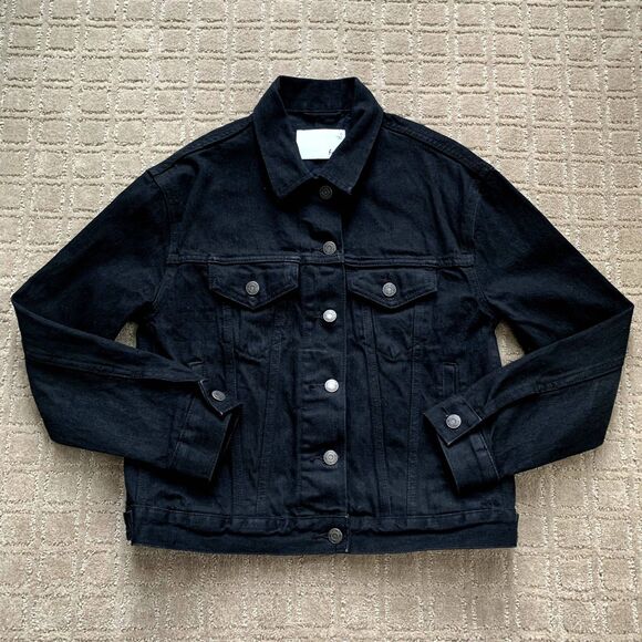 Aritzia Wilfred Free Black Jean Jacket Women XS Denim Jacket - Picture 1 of 11